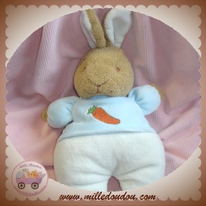 BENGY DOUDOU LAPIN BEIGE CORPS BLEU BLANC CAROTTE SOS