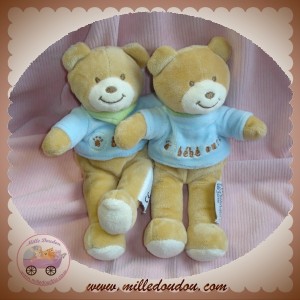 AMTOYS DOUDOU LOT OURS BEIGE PULL BLEU MARRON SOS