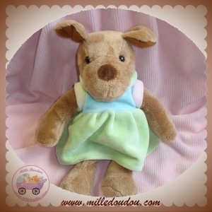 SYSTEME U DOUDOU CHIEN BEIGE ROBE VERTE SOS