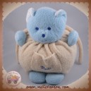 MUSTI MUSTELA DOUDOU OURS BLEU BOULE BEIGE POCHE SOS