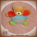 KALOO DOUDOU OURS BEIGE BOULE BLEU CLAIR ORANGE SOS