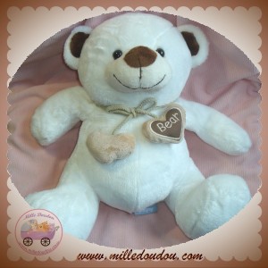 AUBERT DOUDOU OURS BLANC COEUR MARRON SOS