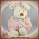 TEX DOUDOU LAPIN BLANC COMBINAISON ROSE FLEUR SOS