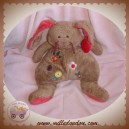 HAPPY HORSE DOUDOU LAPIN MARRON FLEUR ROSE SOS