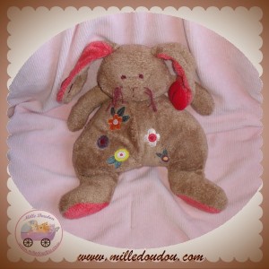 HAPPY HORSE DOUDOU LAPIN MARRON FLEUR ROSE SOS