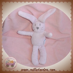 JACADI DOUDOU PELUCHE LAPIN ROSE GRIS SOS