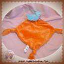 CARRE BLANC DOUDOU OISEAU BLEU PLAT ORANGE NOEUD SOS