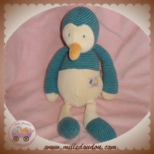 MOULIN ROTY DOUDOU PINGOUIN ECRU RAYE BLEU 2 SOS