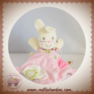 NICOTOY DOUDOU LAPIN BLANC ET ROSE PLAT SOS