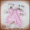 H&M H ET M DOUDOU ELEPHANT PLAT TISSU RAYE ROSE SOS