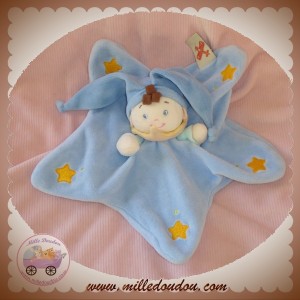 NICOTOY DOUDOU POUPEE LUTIN GARCON ETOILE BLEU PLAT SOS