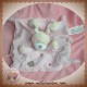 NICOTOY DOUDOU LAPIN ECRU PLAT ROSE ROND ATTACHE TETINE