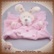 NICOTOY DOUDOU LAPIN ECRU PLAT ROSE ROND ATTACHE TETINE
