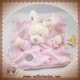 NICOTOY DOUDOU LAPIN ECRU PLAT ROSE ROND ATTACHE TETINE