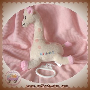 NOVALAC 2 DOUDOU GIRAFE MUSICAL ECRU ROSE SOS