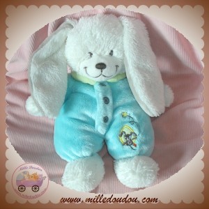 TEX DOUDOU LAPIN BOUCLETTE BLANC COMBINAISON BLEU SOS