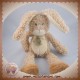 HISTOIRE D'OURS DOUDOU LAPIN ECRU BOUCLETTE MARRON SOS