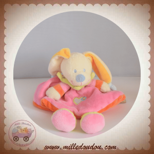 NICOTOY DOUDOU LAPIN ECRU PLAT OVAL ORANGE ROSE SOS