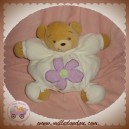 KALOO DOUDOU OURS BEIGE CORPS BOULE BLANC FLEUR VIOLET SOS