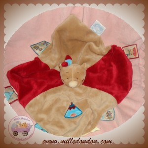 NOUKIE'S DOUDOU OURS NOUKY PLAT INDIEN BEIGE ROUGE SOS