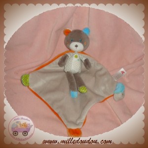 NICOTOY DOUDOU OURS GRIS CAPE ORANGE SOS