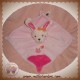 TEX DOUDOU LAPIN PLAT ROSE HIBOU FLEUR SOS