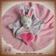 TEX DOUDOU LAPIN PLAT ROSE HIBOU FLEUR SOS