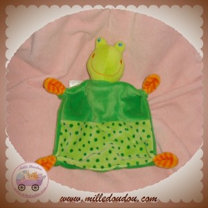 BABY CLUB C&A DOUDOU GRENOUILLE VERTE PLAT POIS ORANGE