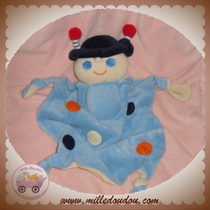 MGM DOUDOU COCCINELLE PLATE BLEU ECRU ORANGE SOS