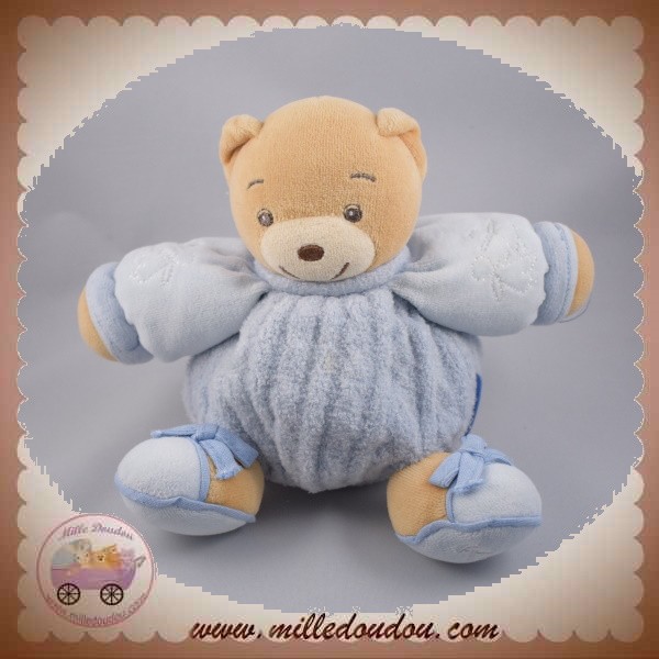 KALOO DOUDOU OURS BLANC CORPS BLEU PLUME