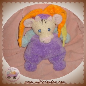 NOUNOURS DOUDOU VACHE COCHON BLANC QUASI PLAT MAUVE SOS