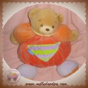 KALOO DOUDOU OURS BEIGE BOULE ORANGE VIOLET POCHE RAYE SOS