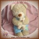 TEX DOUDOU OURS BEIGE MUSICAL MOUTON SALOPETTE BLEU SOS