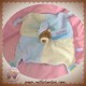 GIPSY DOUDOU OURS MARRON PLAT BLEU ECRU PATTES NOEUD SOS