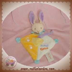 BABYNAT BABY NAT DOUDOU LAPIN BEIGE PLAT LOSANGE ORANGE ECRU TETINE SOS