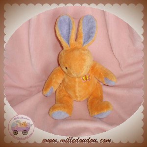 ANNA CLUB PLUSH DOUDOU LAPIN ORANGE MAUVE PAPILLON SOS