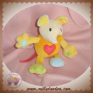 BABYSUN DOUDOU SOURIS ORANGE JAUNE COEUR ROUGE BABY SUN