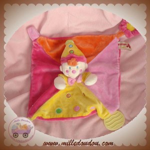 NICOTOY DOUDOU LUTIN CLOWN POUPEE PLATE FILLE ROSE JAUNE DENTITION SOS