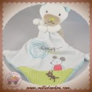 POMMETTE DOUDOU OURS BLANC GRIS MOUCHOIR BLEU SOS