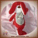 TEX SOS DOUDOU LAPIN CHIEN ROUGE TAUPE ECHARPE TREFLE BENGY