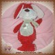 TEX SOS DOUDOU LAPIN CHIEN ROUGE TAUPE ECHARPE TREFLE BENGY
