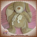 NICOTOY DOUDOU LAPIN BEIGE ECHARPE BOUT ECRU NOEUD 36 CM