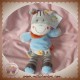 NICOTOY DOUDOU ZEBRE CHEVAL GRIS PULL BLEU FOULARD SOS