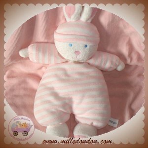 LUMINOU DOUDOU PELUCHE LAPIN RAYE ROSE JEMINI SOS