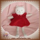 SUCRE D'ORGE DOUDOU CHAT BLANC GRIS ROBE ROUGE SOS