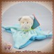 TEX DOUDOU OURS PLAT BLEU TURQUOISE PAPILLON ECHARPE VERTE SOS