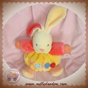 KALOO DOUDOU LAPIN POP BOULE JAUNE ORANGE RABIT CHUBBY SOS