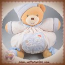 KALOO DOUDOU OURS BEIGE BOULE BLANC PATAPOUF ENFANT BLUE SOS