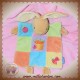 KALOO DOUDOU LAPIN PLAT CARRES CAROTTES DOS PLUME VERT SOS