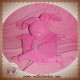 IKKS DOUDOU PELUCHE LAPIN PLAT ROSE SOS